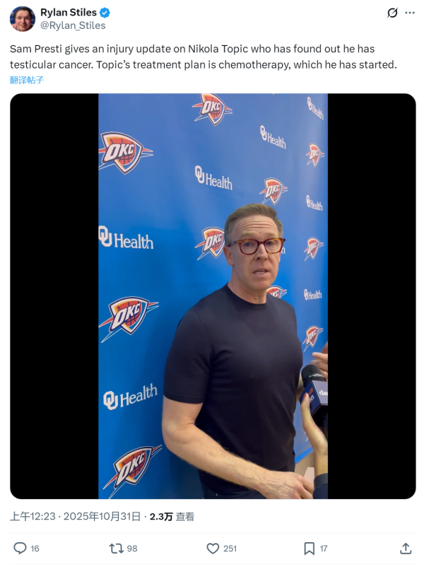 元配网 年仅20岁！不幸确诊癌症！NBA总冠军后卫彻底废了